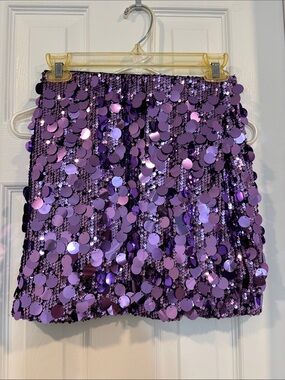 Purple Sequin Mini Skirt
